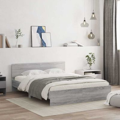 vidaXL Posteľný rám s čelom sivý sonoma 140x190 cm