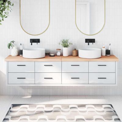 vidaXL Kúpeľňová doska 220x60x(2-6) cm neošetrený masív