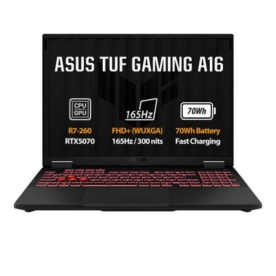 ASUS TUF Gaming A16/FA608UP-RV096W/R7-260/16''/WUXGA/16GB/1TB/RTX 5070/W11H/Gray/2R