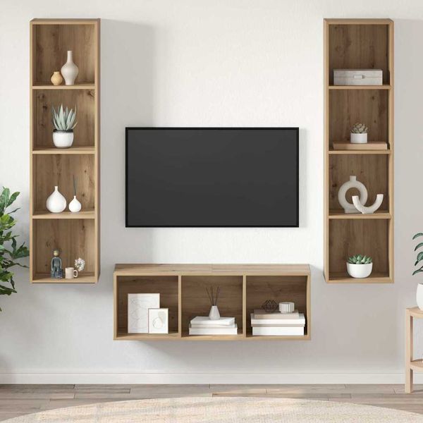 vidaXL Zostava TV skriniek 3 pcs Remeselný dub Kompozitné drevo