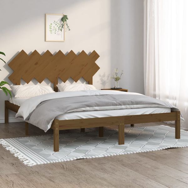 vidaXL Posteľný rám medový 150x200 cm King masívne drevo