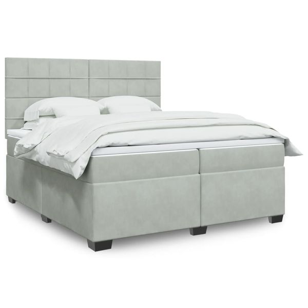 vidaXL Posteľný rám boxsping s matracom bledosivý 200x200 cm zamat