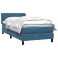 vidaXL Posteľný rám boxsping s matracom tmavomodrý 90x220 cm zamat