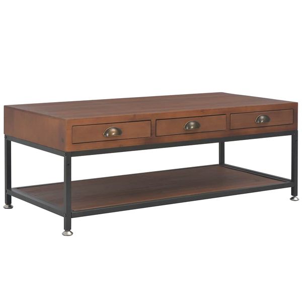 vidaXL Konferenčný stolík s 3 zásuvkami 110x50x40 cm, jedľový masív