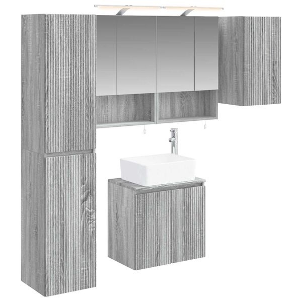 vidaXL Set kabinetov do kúpeľne 5 pcs Sivý Sonoma 50 x 14,5 x 70 cm