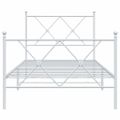 vidaXL Kovový rám postele s čelom a podnožkou biely 90x200 cm