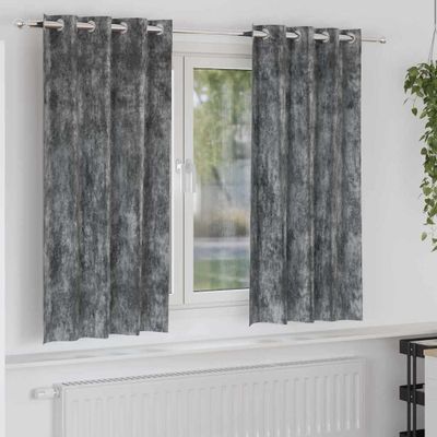 vidaXL Sametové závesy so záclonami 2 pcs Sivá 175 x 140 cm Zamat