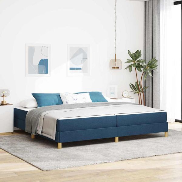 vidaXL Posteľ s pružinovým rámom s matracmi Modrá 200 x 200 cm látka