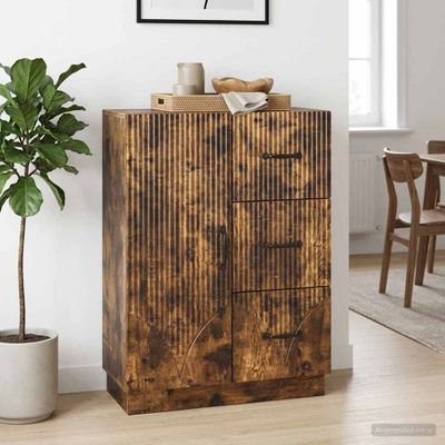 vidaXL Servírovacia skriňa so zásuvkou Dymový dub 66 x 34,5 x 87 cm