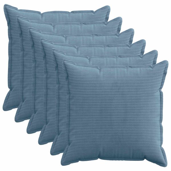 vidaXL Poťah na podložku 6 ks HOUTEN Modrá 80 x 80 cm manšestr
