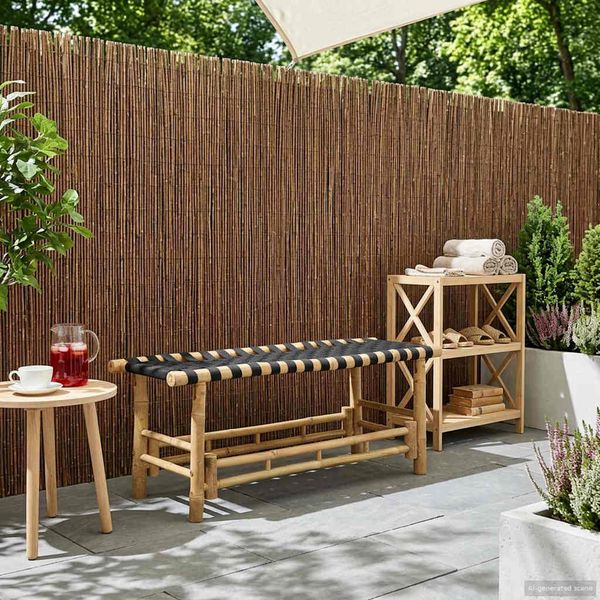 vidaXL Záhradná lavička 110 x 38 x 40 cm Bambus Prírodná Obdĺžnikový