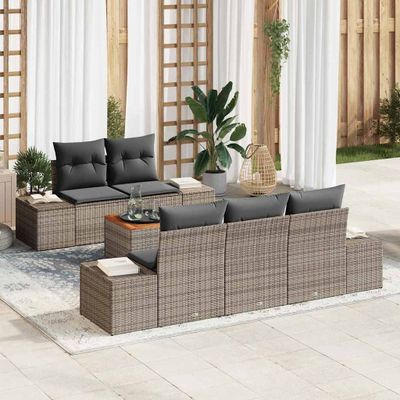 vidaXL Súprava záhradných pohoviek s úložiskom 6 pcs Sivá polyratan