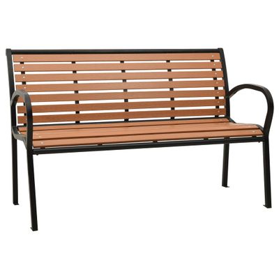 vidaXL Záhradná lavička 125 cm, oceľ a WPC, čierna a hnedá