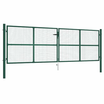 vidaXL Pletená záhradná brána oceľová 400x125 cm zelená
