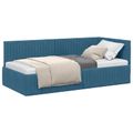 vidaXL Rohový rám postele s čelnou doskou Modrá 90 cm x 190 cm Zamat