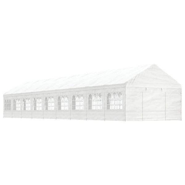 vidaXL Altánok so strechou, biely 20,07x4,08x3,22 m, polyetylén
