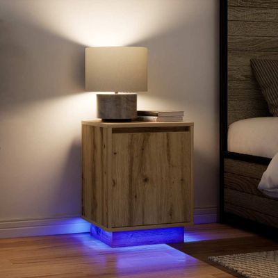 vidaXL Nočné skrinky s LED osvetlením 2 ks Dub Artisan 38x34x50 cm