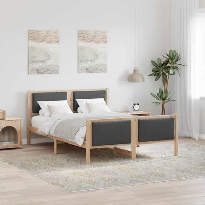vidaXL Rám postele s čelnou doskou Tmavo šedá 140 x 200 cm látka