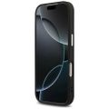 Puzdro Guess Magsafe 4G PU Leather s trojuholníkovým logom a strieborným kovovým rámom fotoaparátu pre iPhone 17 Pro čierne