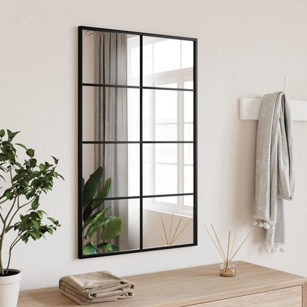 vidaXL Nástenné zrkadlo čierne 40x80 cm obdĺžnikové železné