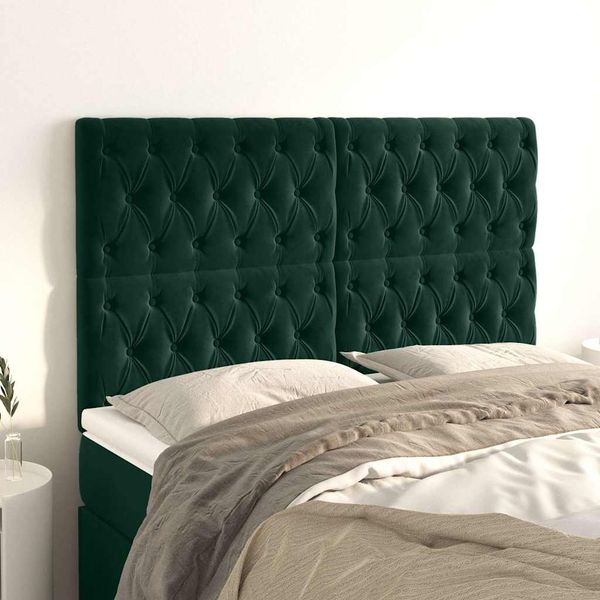 vidaXL Čelo postele tmavozelené 160x7x118/128 cm zamatové