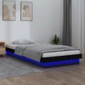 vidaXL Posteľný rám s LED čierny 100x200 cm masívne drevo