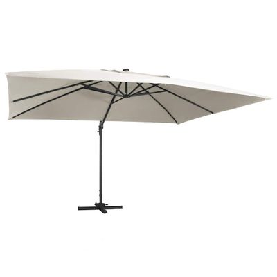 vidaXL Závesný záhradný slnečník+LED, hliníková tyč 400x300cm pieskový