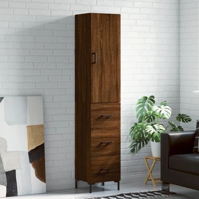 vidaXL Vysoká skrinka hnedý dub 34,5x34x180 cm spracované drevo