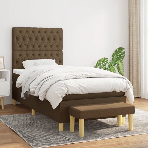 vidaXL Boxspring posteľ s matracom tmavohnedá 100x200 cm látka