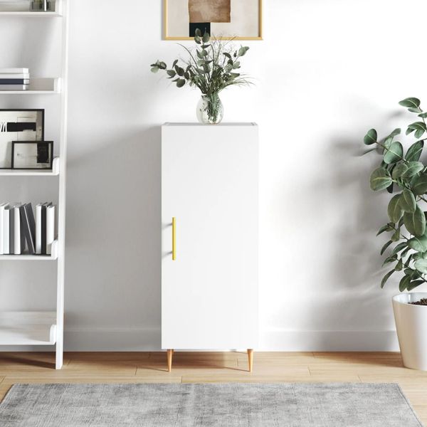 vidaXL Komoda biela 34,5x34x90 cm spracované drevo