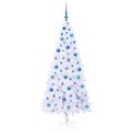 vidaXL Umelý vianočný stromček s 300 LED-i Biela 180 cm PVC a oceľ