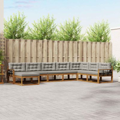 vidaXL Záhradná súprava gaučov s vankúšom 8 pcs Prírodná a svetlosivá