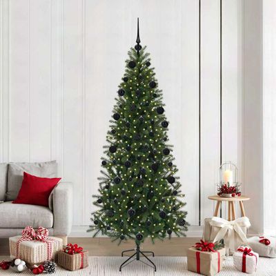 vidaXL Umelý vianočný stromček s 300 LED-i Zelená 210 cm PE a PVC