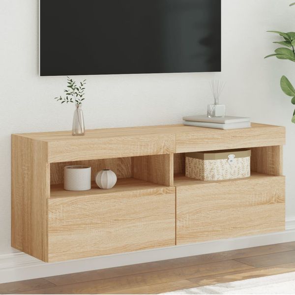 vidaXL TV nástenná skrinka s LED svetlami dub sonoma 100x30x40 cm