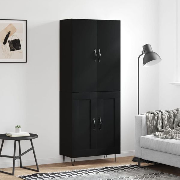 vidaXL Vysoká skrinka čierna 69,5x34x180 cm spracované drevo