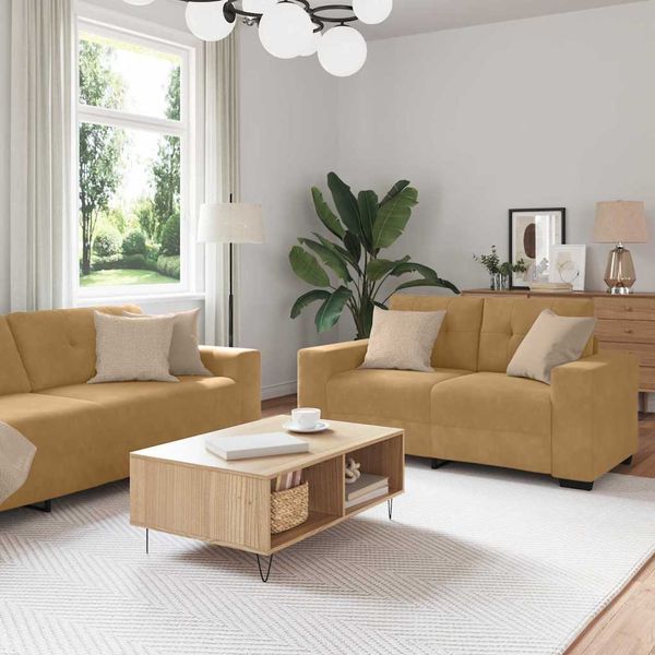 vidaXL Sada pohoviek 3 pcs Hnedá 221 x 80 x 80 cm Zamat