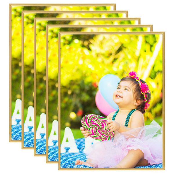 vidaXL Fotorámiky na stenu, koláž 5 ks, zlaté 40x50 cm, MDF
