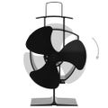 vidaXL Teplom poháňaný ventilátor na krb s 3 lopatkami čierny