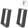 vidaXL Nohy konferenčného stolíka v tvare U, 2 ks, antracitové, 38 x (42-43) cm, oceľ