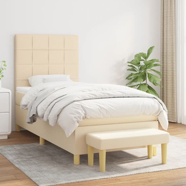 vidaXL Boxspring posteľ s matracom krémová 100x200 cm látka