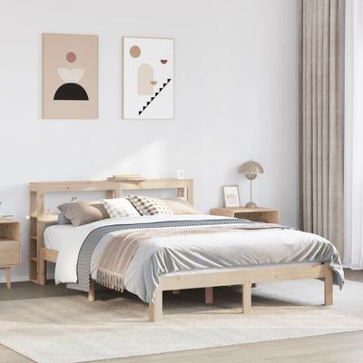vidaXL Posteľný rám s čelom 120x190 cm borovicový masív