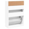 vidaXL Botník s 2 výklopnými zásuvkami biely 80x34x116 cm