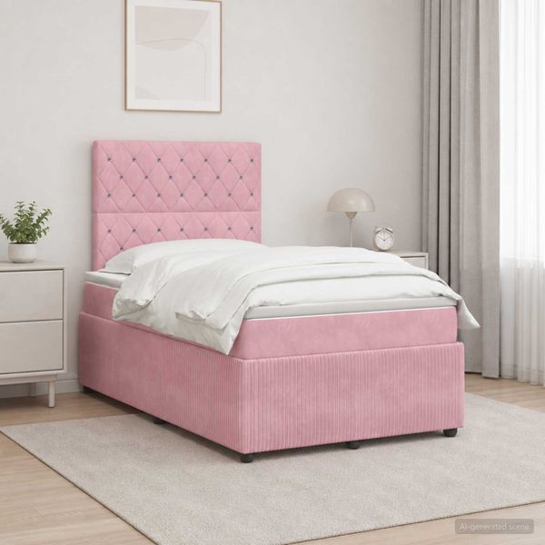 vidaXL Posteľ boxspring s matracom Ružová 120 x 200 cm Zamat