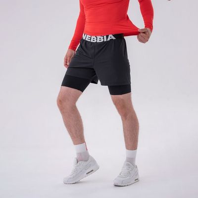 Pánske šortky Double-Layer Black - NEBBIA