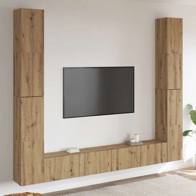 VidaXL 6 dielna súprava nástennej TV skrinky Artisan Oak