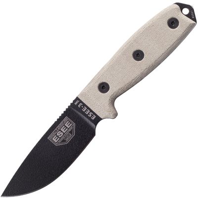 ESEE-3MIL-P Model 3 všestranný nôž 9,8 cm, čierna, hnedá Tan, Micarta, plastové puzdro