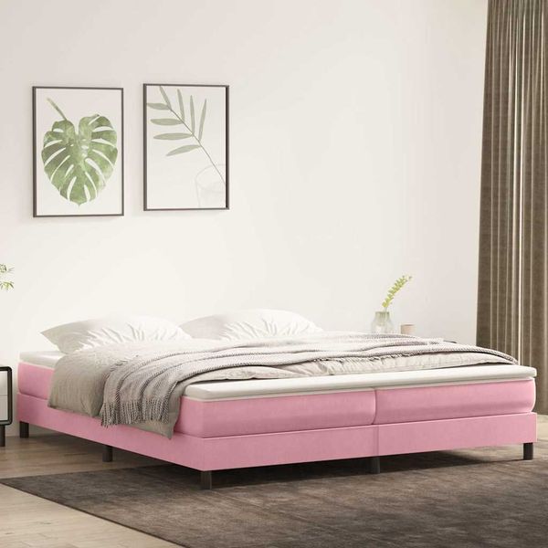 vidaXL Posteľný rám boxsping s matracom ružový 180x220 cm zamat
