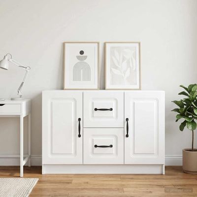 vidaXL Servírovacia skriňa Biela s vysokým leskom 89 x 34,5 x 57 cm
