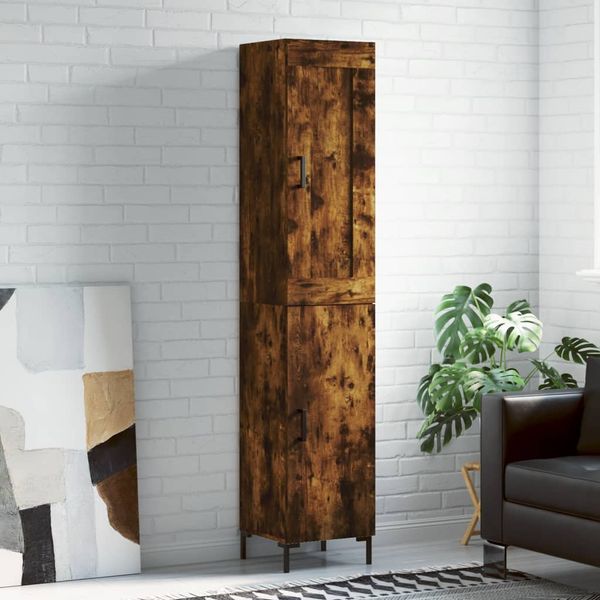 vidaXL Vysoká skrinka dymový dub 34,5x34x180 cm spracované drevo