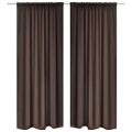 130372 2 pcs Brown Slot-Headed Blackout Curtains 135 x 245 cm